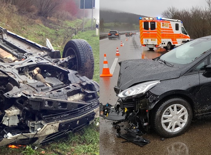 Zwei Alleinunfälle auf A44