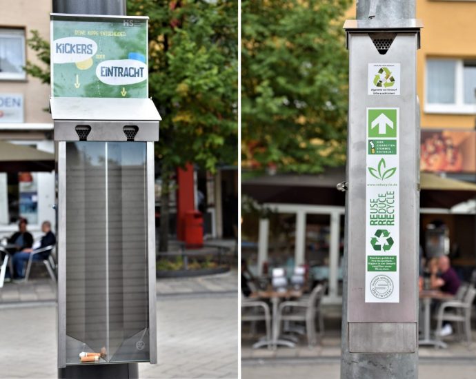 Neue Recycling-Behälter für Zigarettenkippen in Hanau