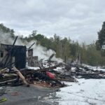 HeLi: Flammen zerstören altes Bahnhofsgebäude in Walburg